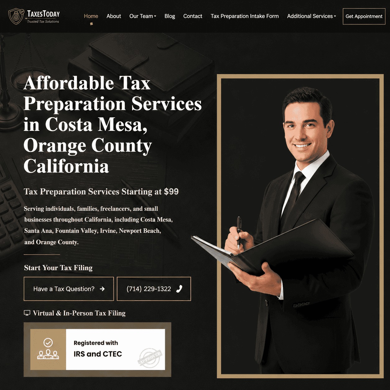 Taxes Today website project by Web Solutions CA