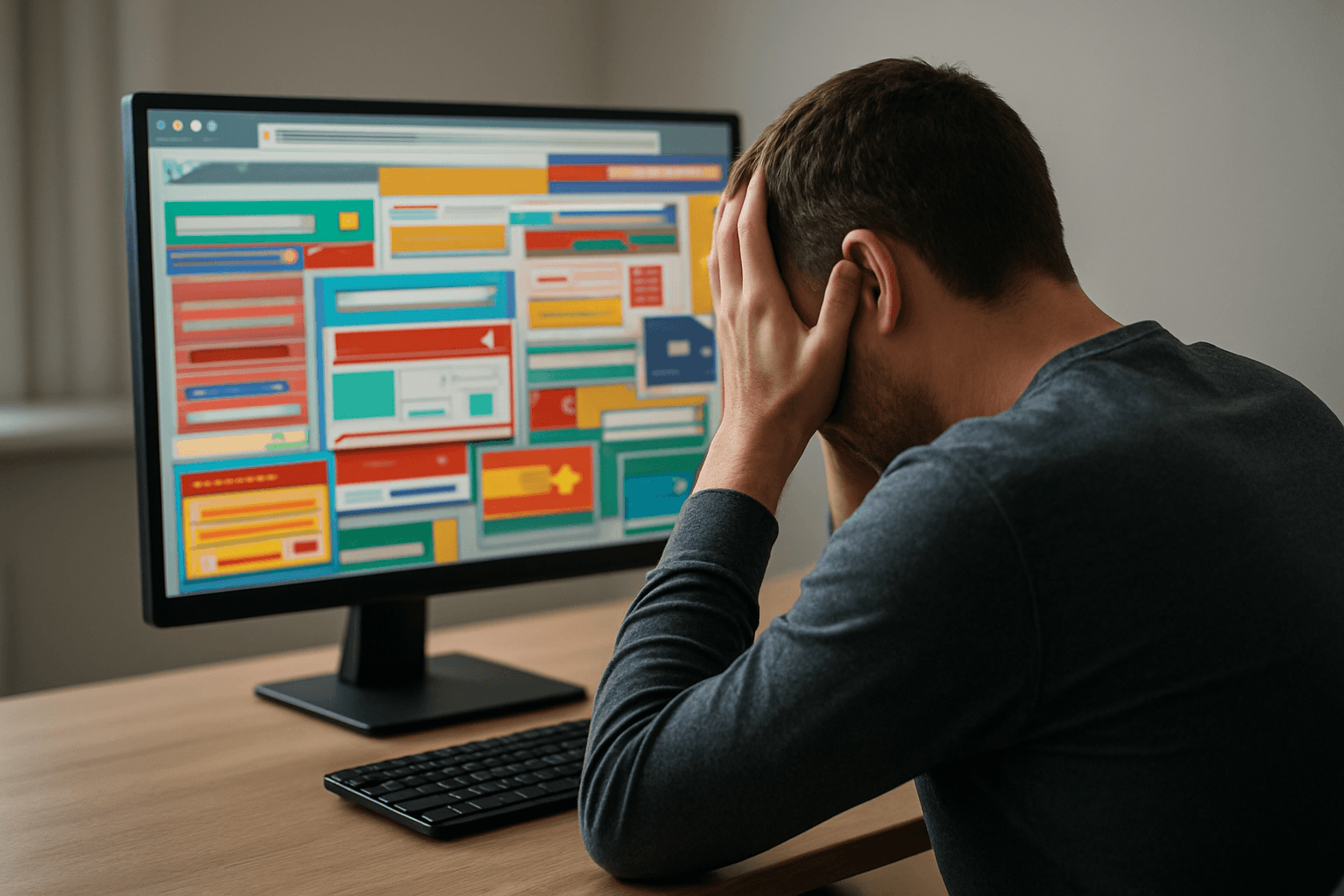 Cluttered website design elements confusing users and reducing conversions