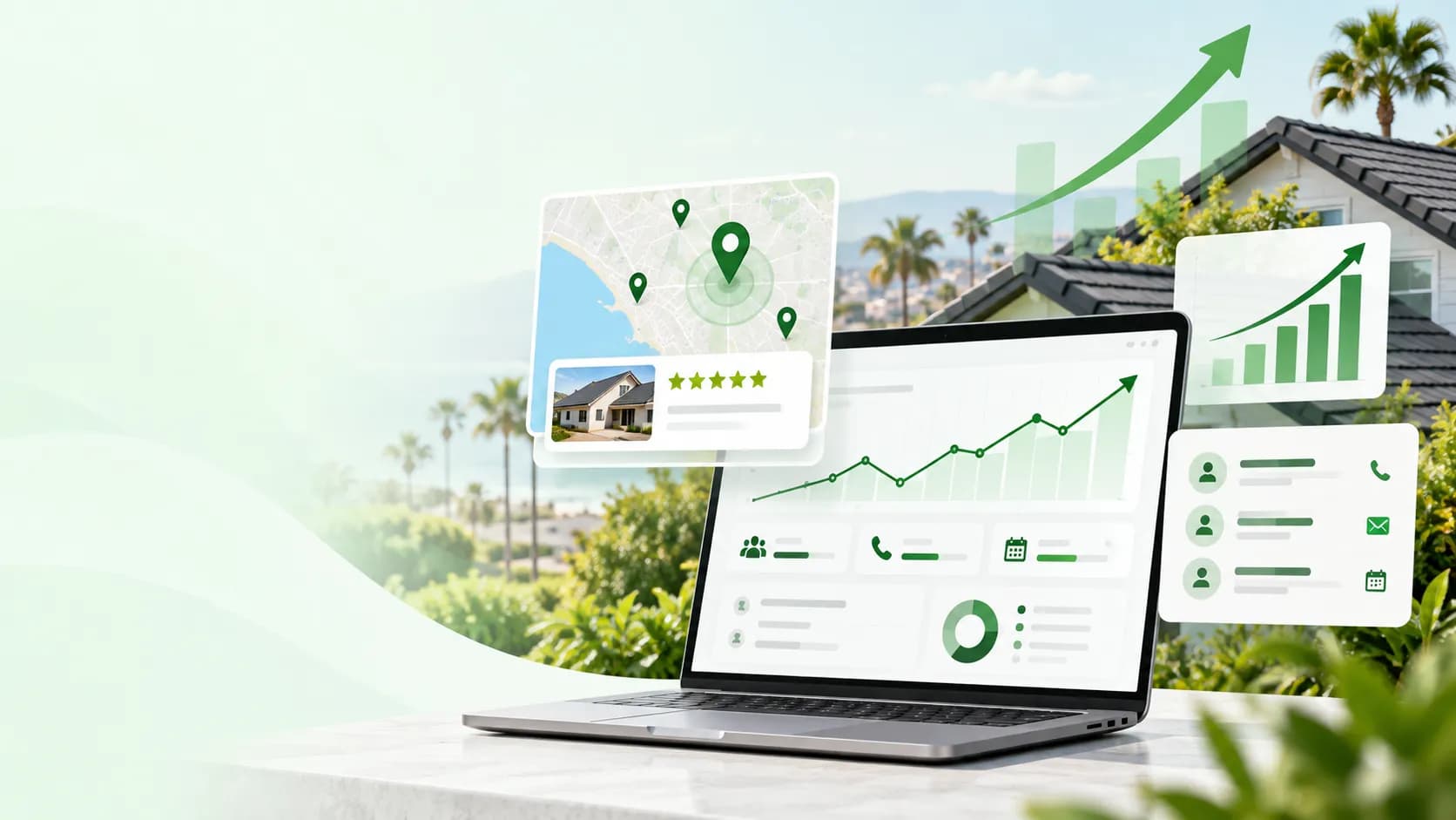 Local search and lead generation dashboard for an Orange County roofing company