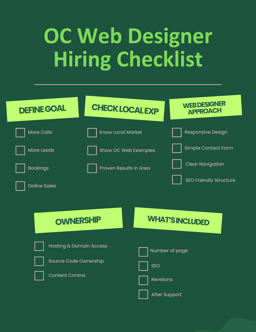 Web designer hiring checklist for Orange County businesses