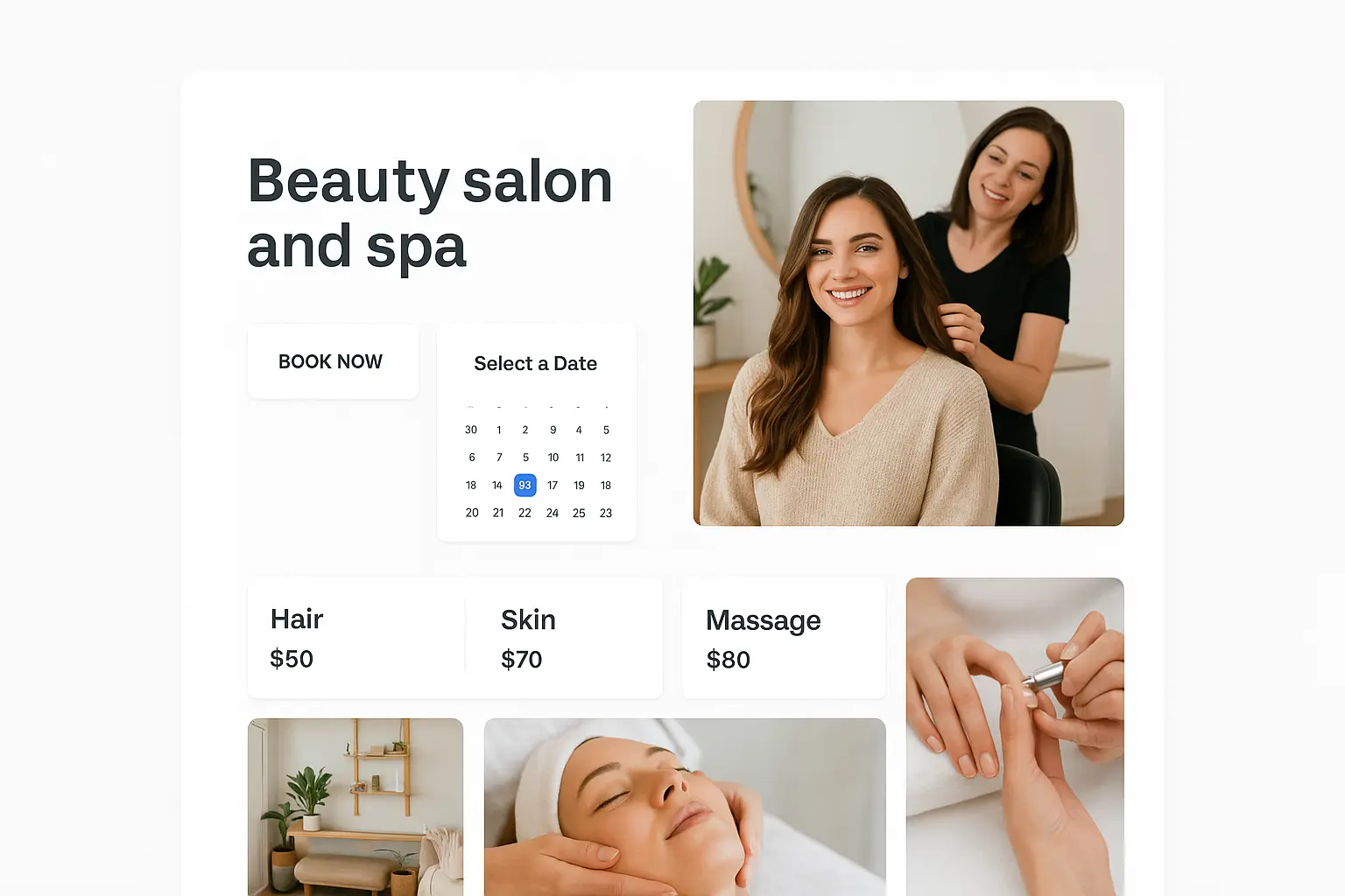 10. Beauty salon and spa landing page design