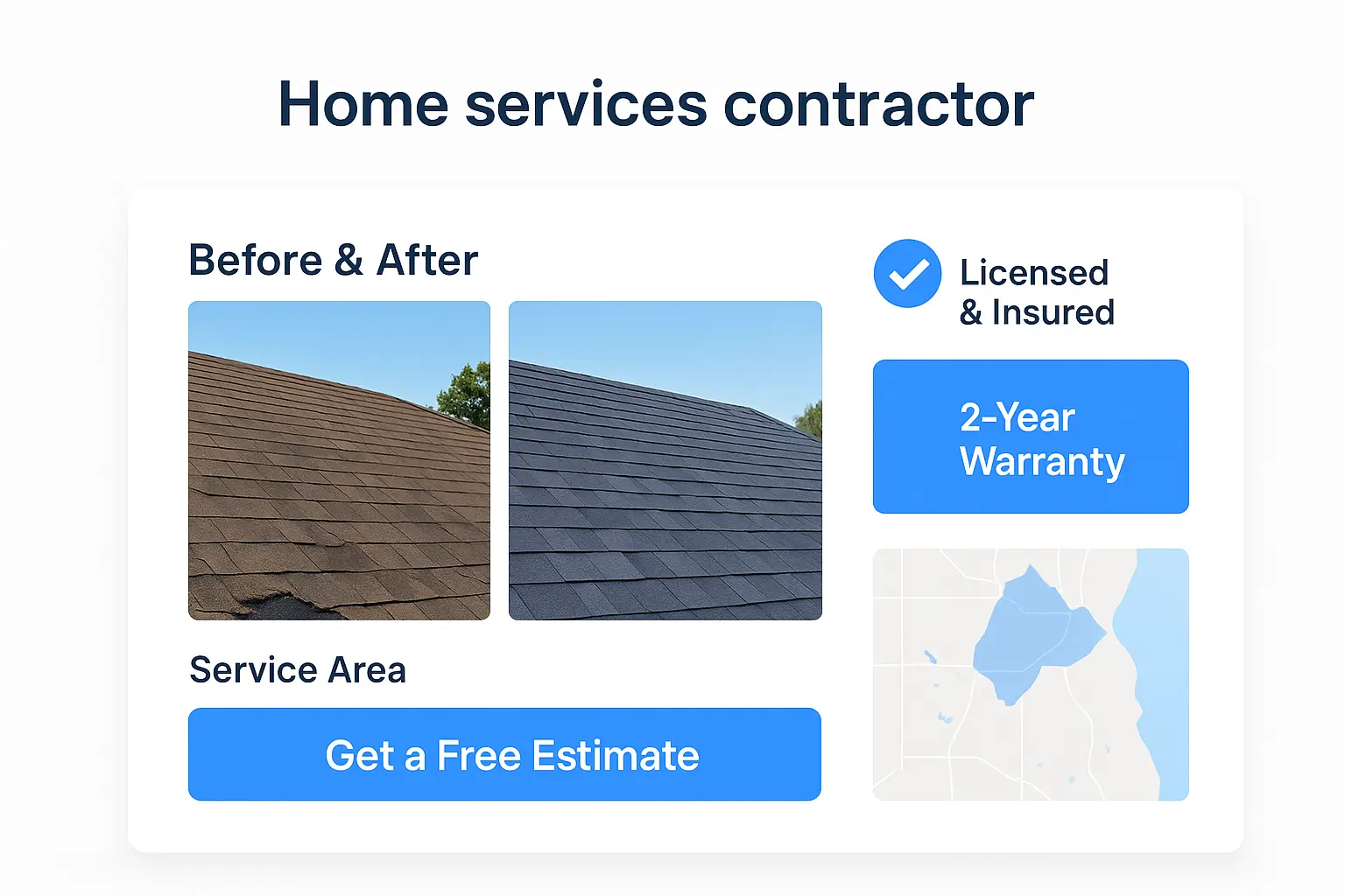 2. Home services contractor landing page design