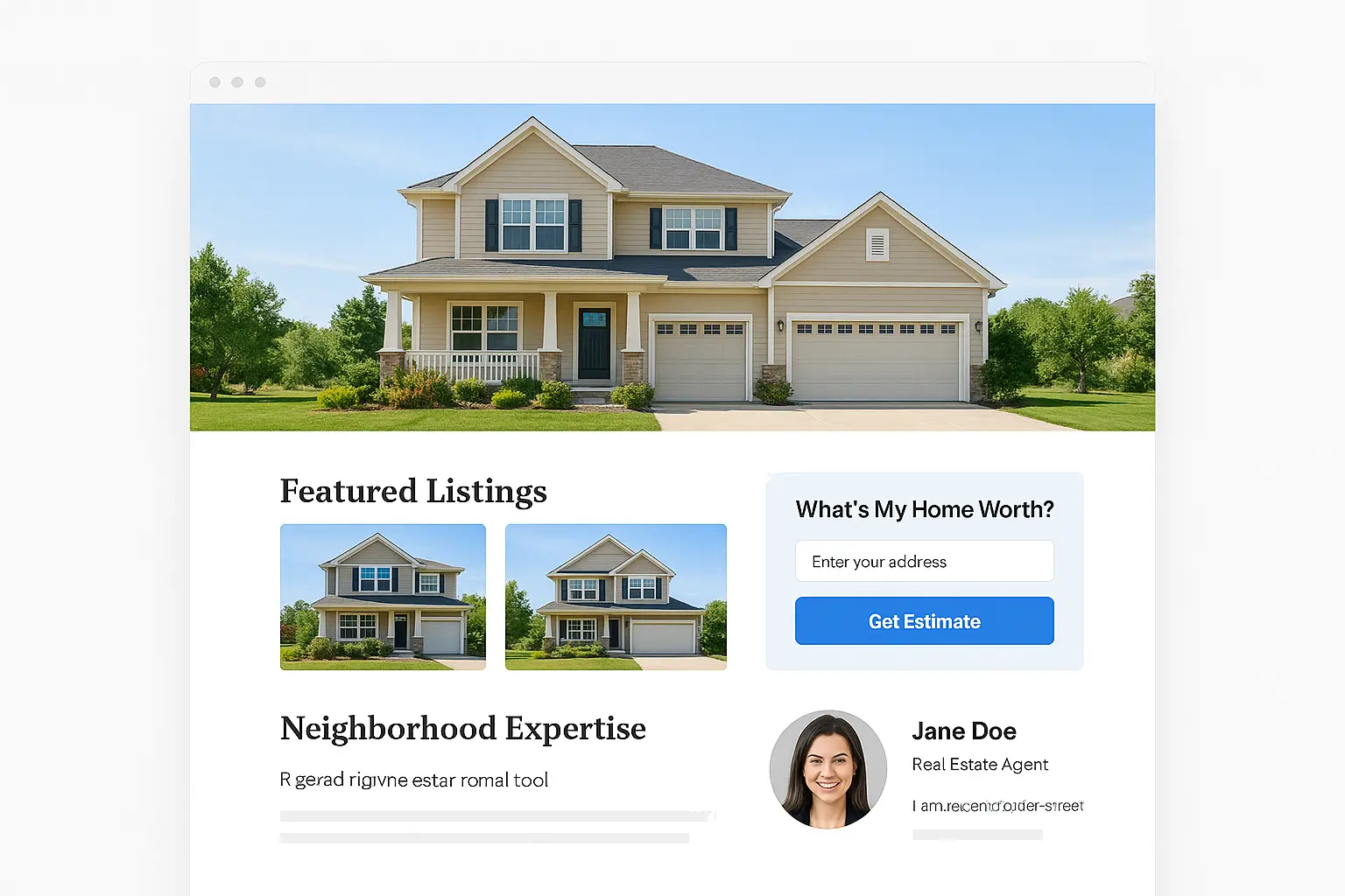 6. Real estate agent landing page design