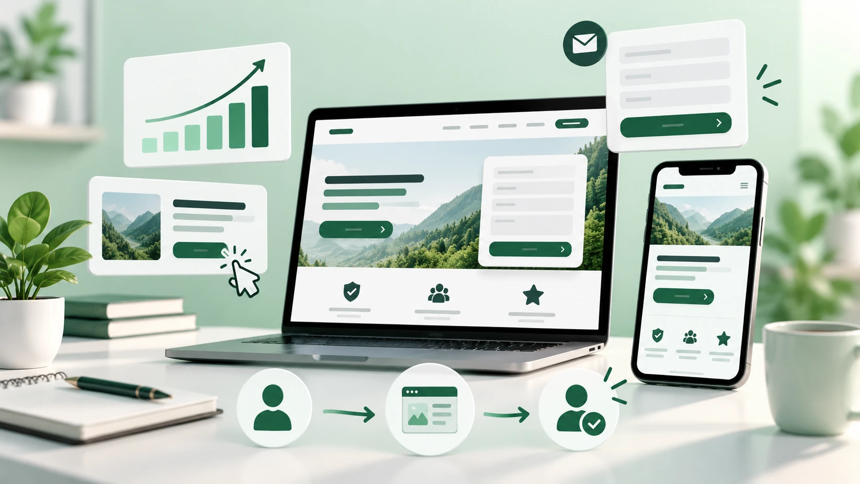 Affordable digital marketing foundation showing Website, SEO, Ads, and Leads