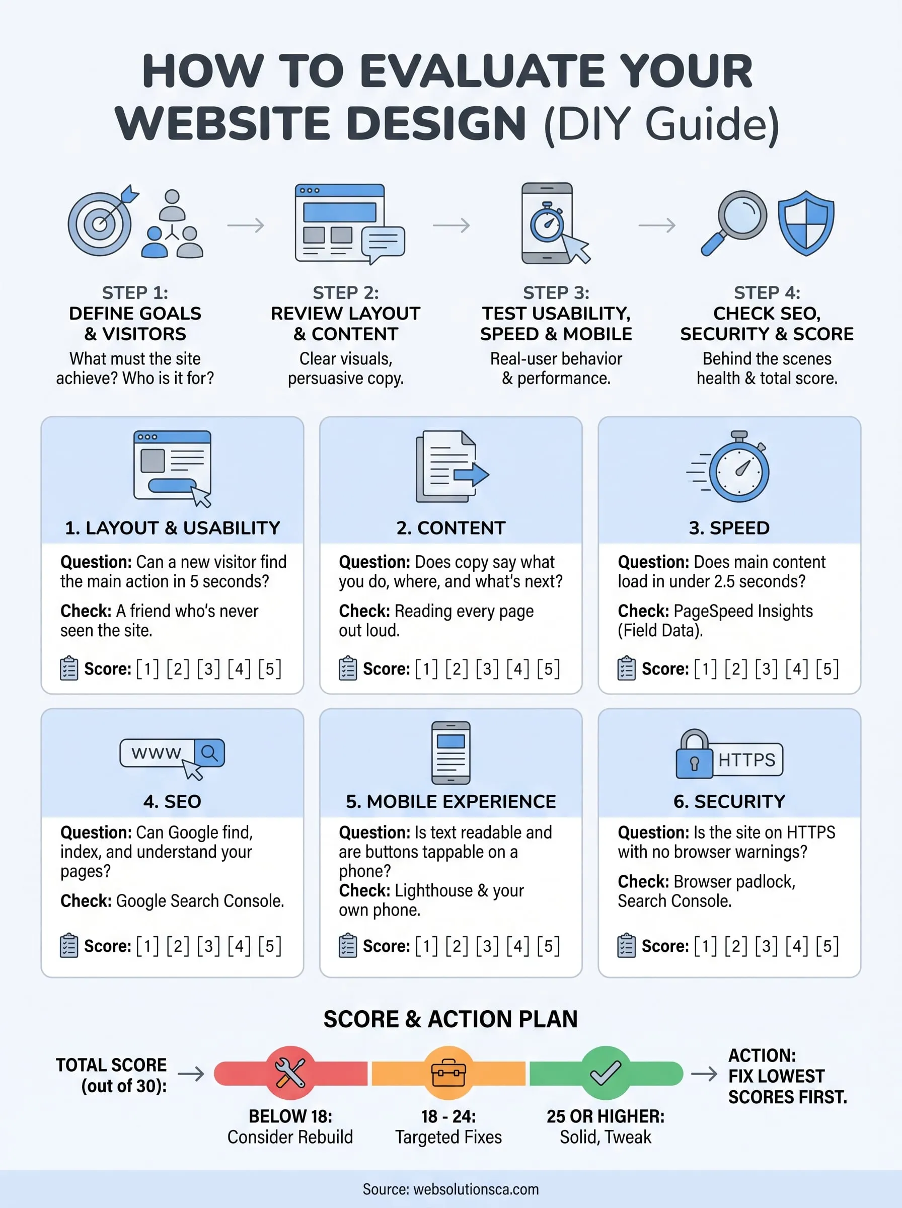 evaluate website design infographic