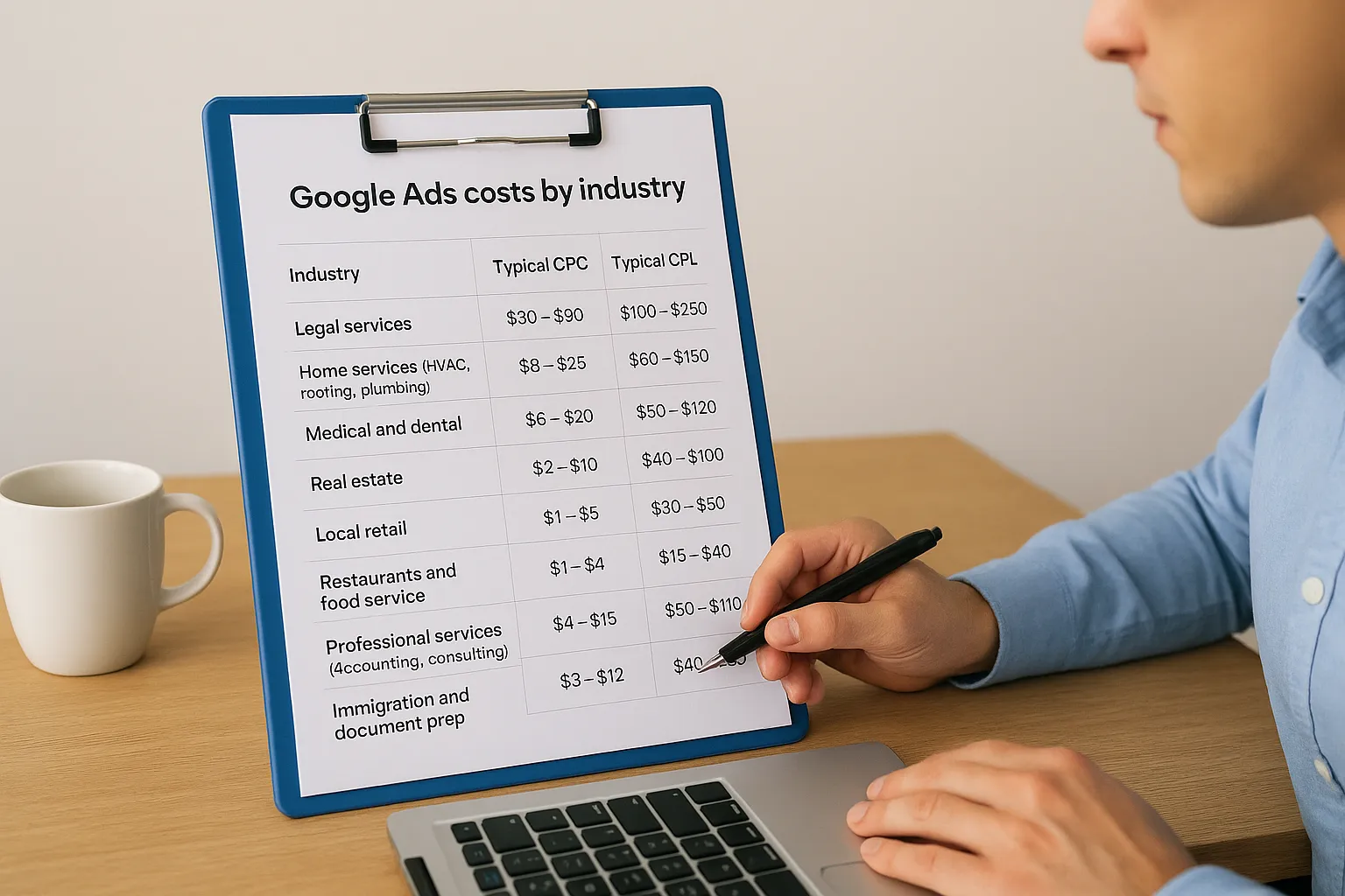 Google Ads costs by industry