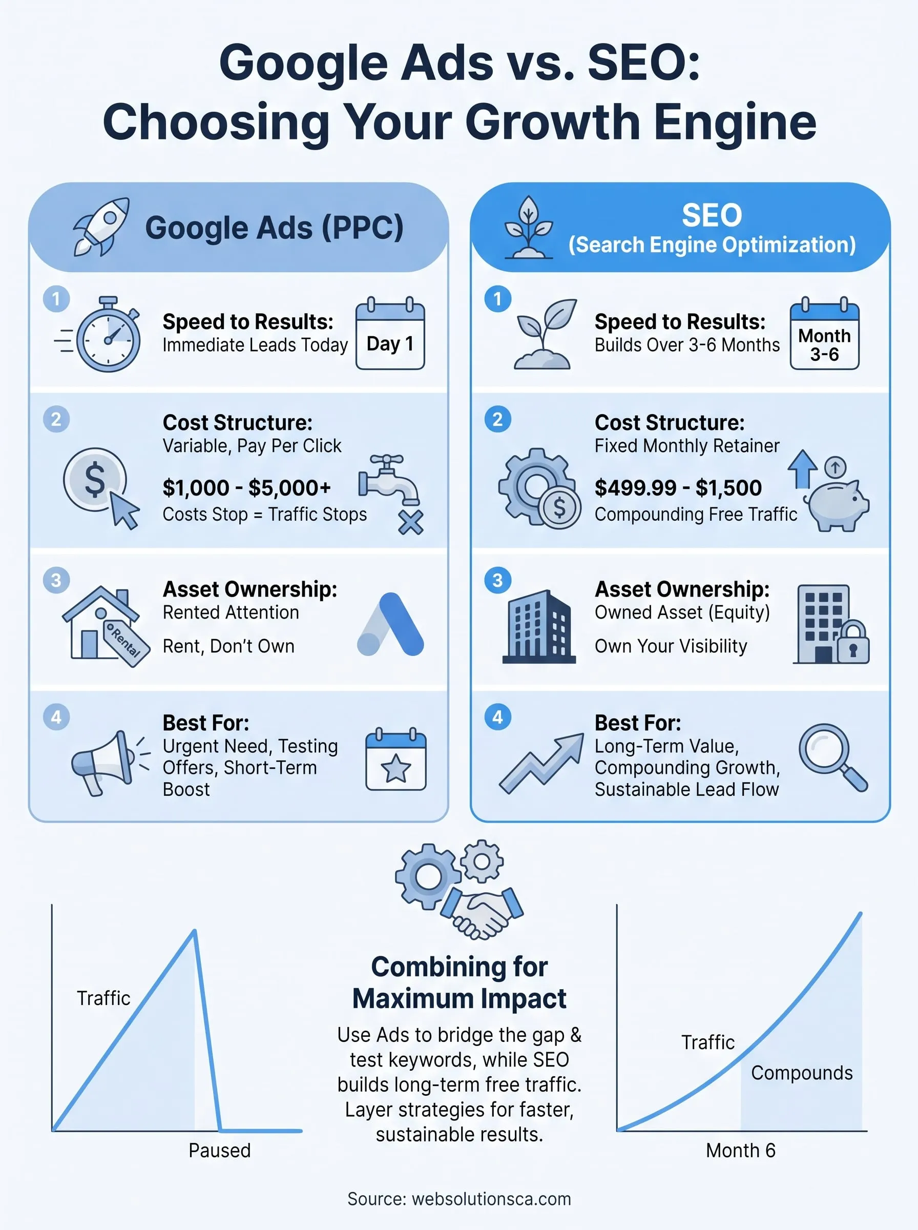 google ads vs seo infographic