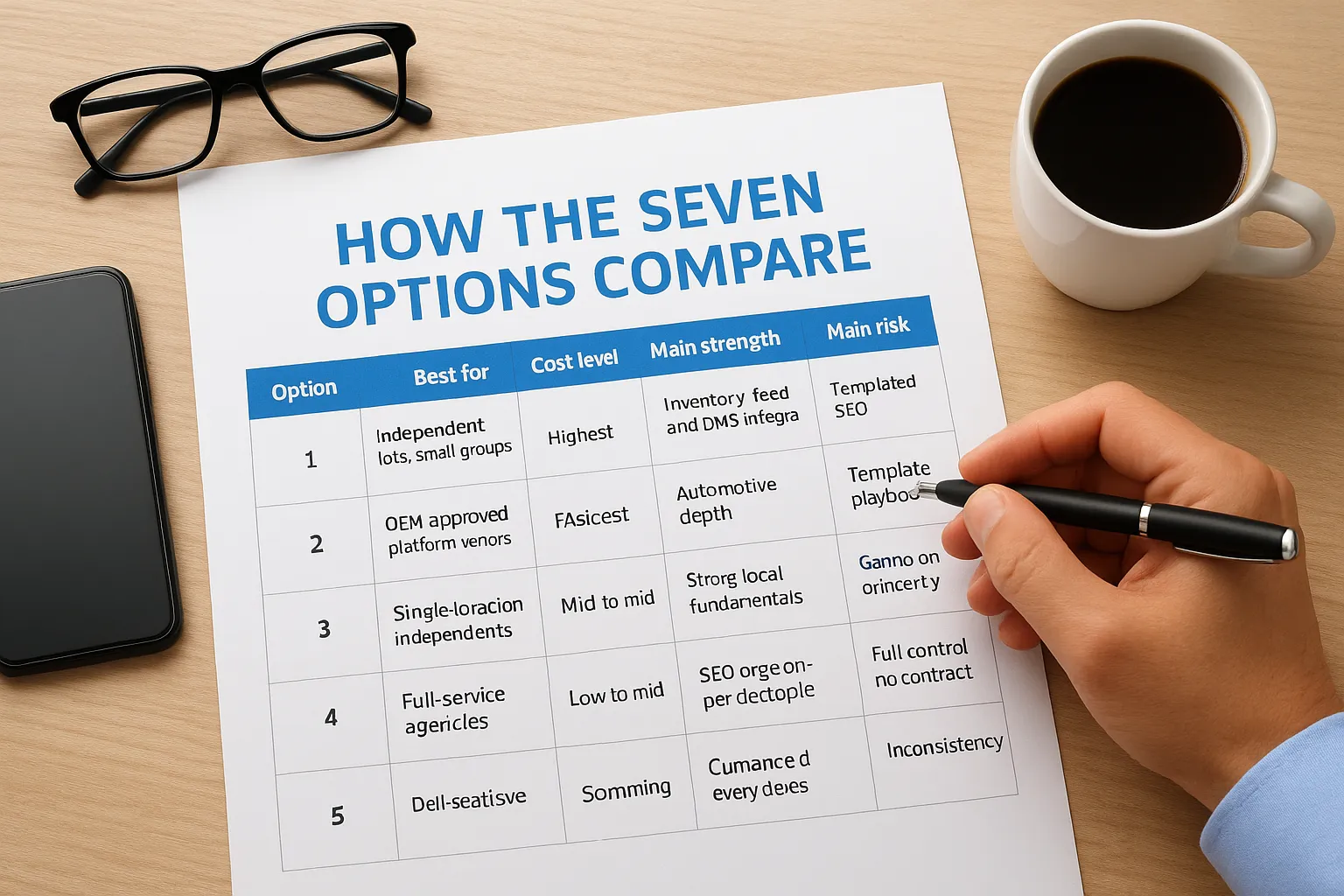 How the seven options compare