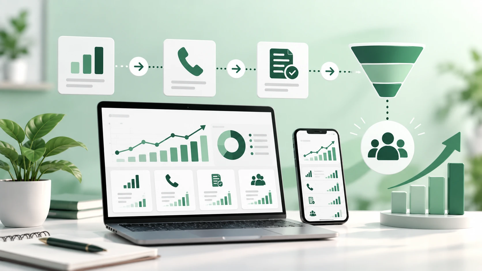 Marketing dashboard showing Traffic, Leads, and Customers instead of vanity metrics