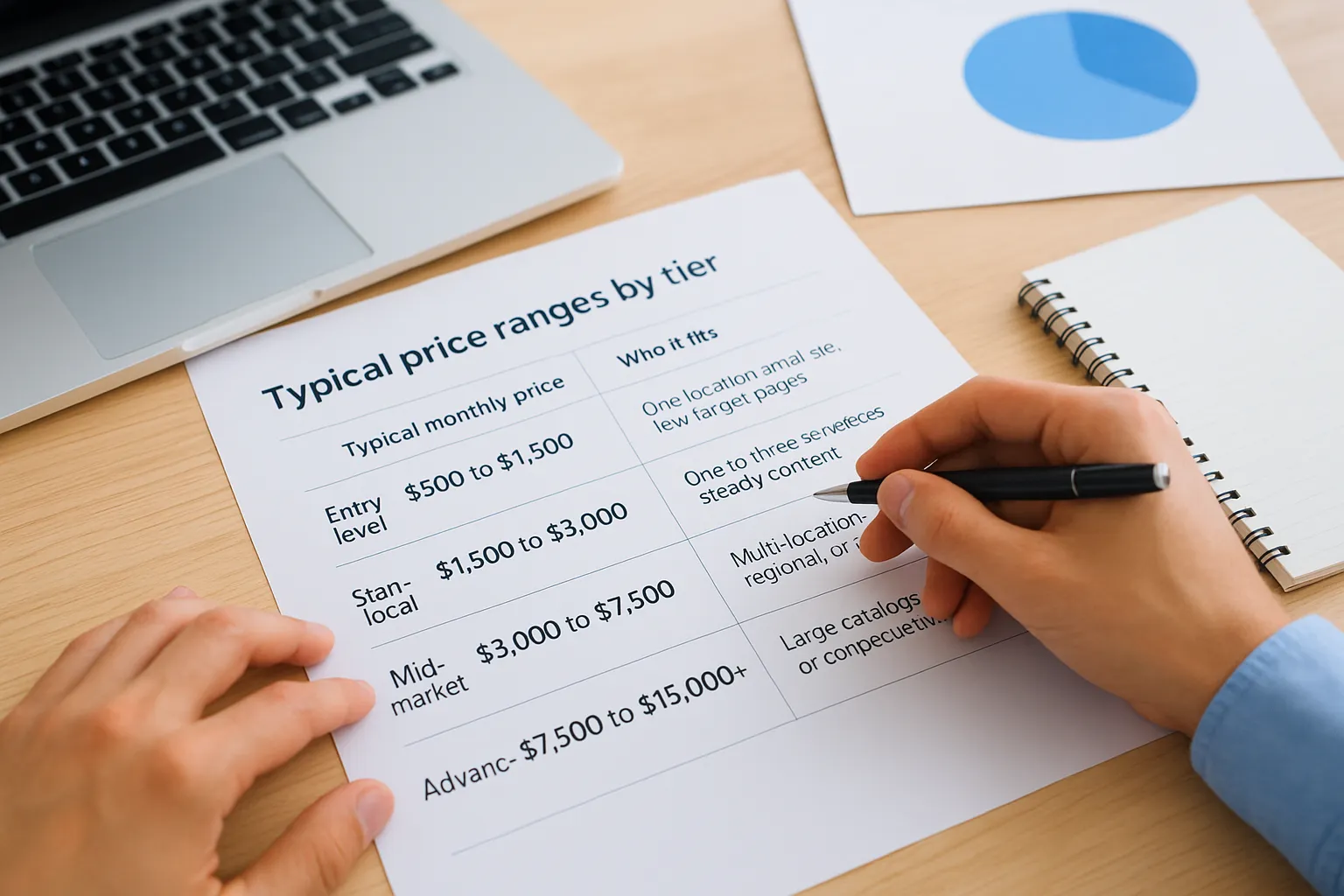 Typical price ranges by tier