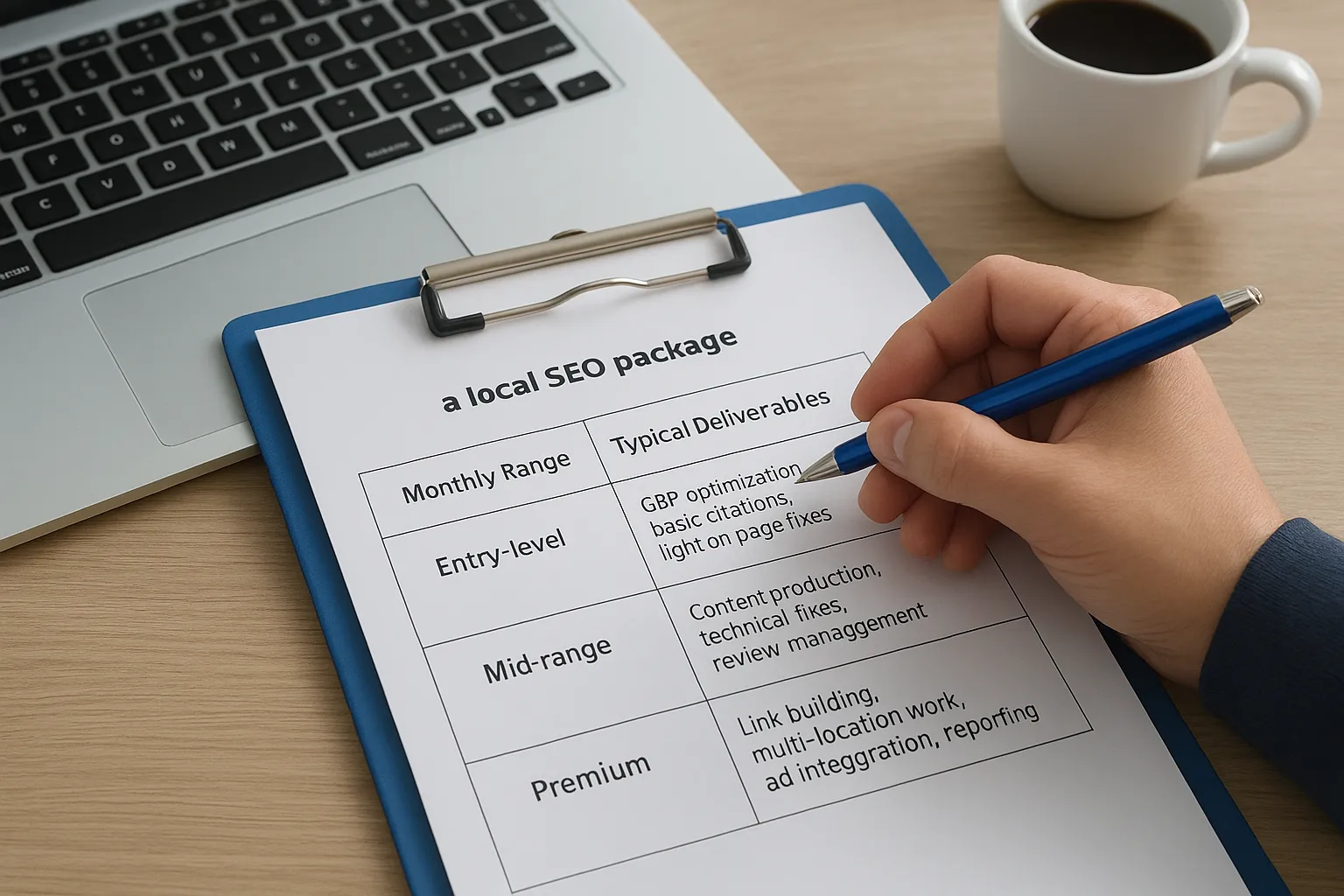 What a local SEO package typically includes at each price tier