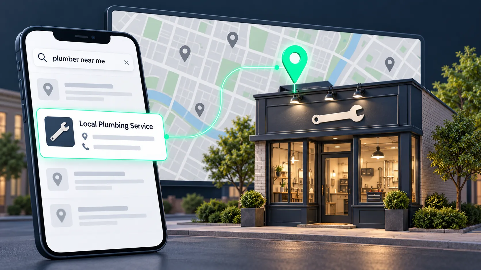 Local service business appearing in mobile search and map results